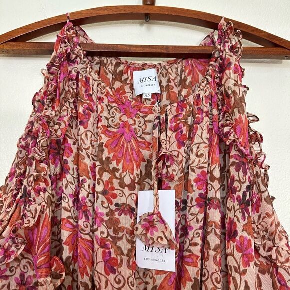 MISA Laila Maxi Cutout Dress in Hibiscus Flora Size XS - Picture 6 of 11